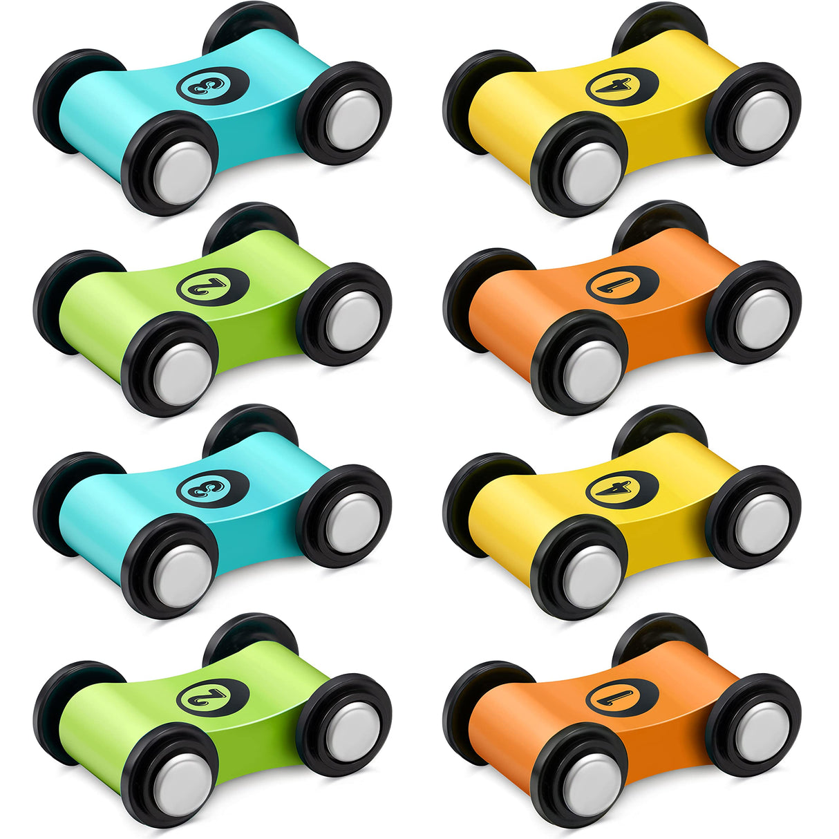 8 Pieces Wooden Mini Car Wood Race Car Kids Wooden Track Colorful Car Ramp Toy Replacement Car Toy Vehicle Play Sets for Toddlers Party Gift Sotiff