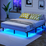 Awesofurni King Size Bed Frame with Smart LED Lights, 7 Inch Basics Metal Bed Frame, Heavy Duty 9-Leg Base for Box Spring and Mattress, Noise-Free, Easy Assembly, Black Awesofurni