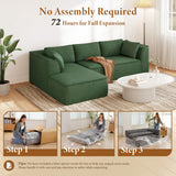 Vesgantti 106" Cloud Couch Sectional Modular Sofa, Deep Seat Comfy Cloud Couch Chenille Memory Foam Sofa Modular Couches for Living Room Bedroom, No Assembly Required (Green, Left-Facing Chaise) Vesgantti