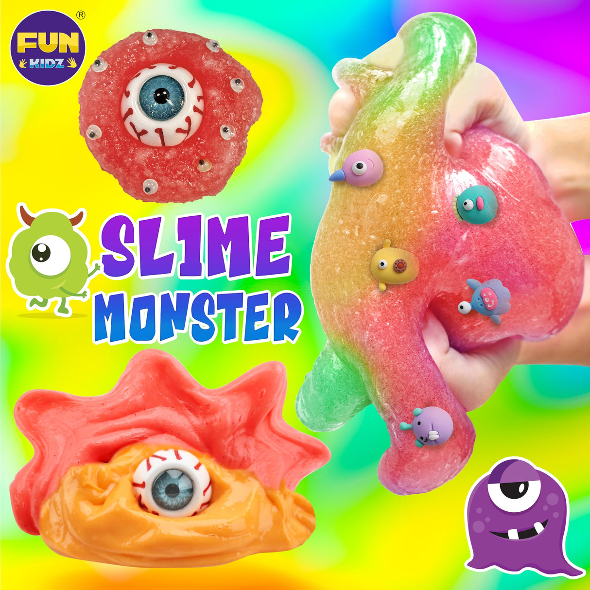 Halloween Toy Monster Slime Kit for Girls Ages 6-12, FunKidz Glow in Dark Slime Making Kit for Kids Make Soft Slime Balls with Photochromic Powder Kid Ideal Party Gifts FUN KIDZ