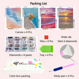 Muzagroo Art 4 Pack 5D Diamond Painting Kits for Adults DIY Drill Diamond Art Kits Arts and Crafts for Beginners Beach Diamond Dot Kits Gem Painting Wall Art for Living Room Muzagroo Art