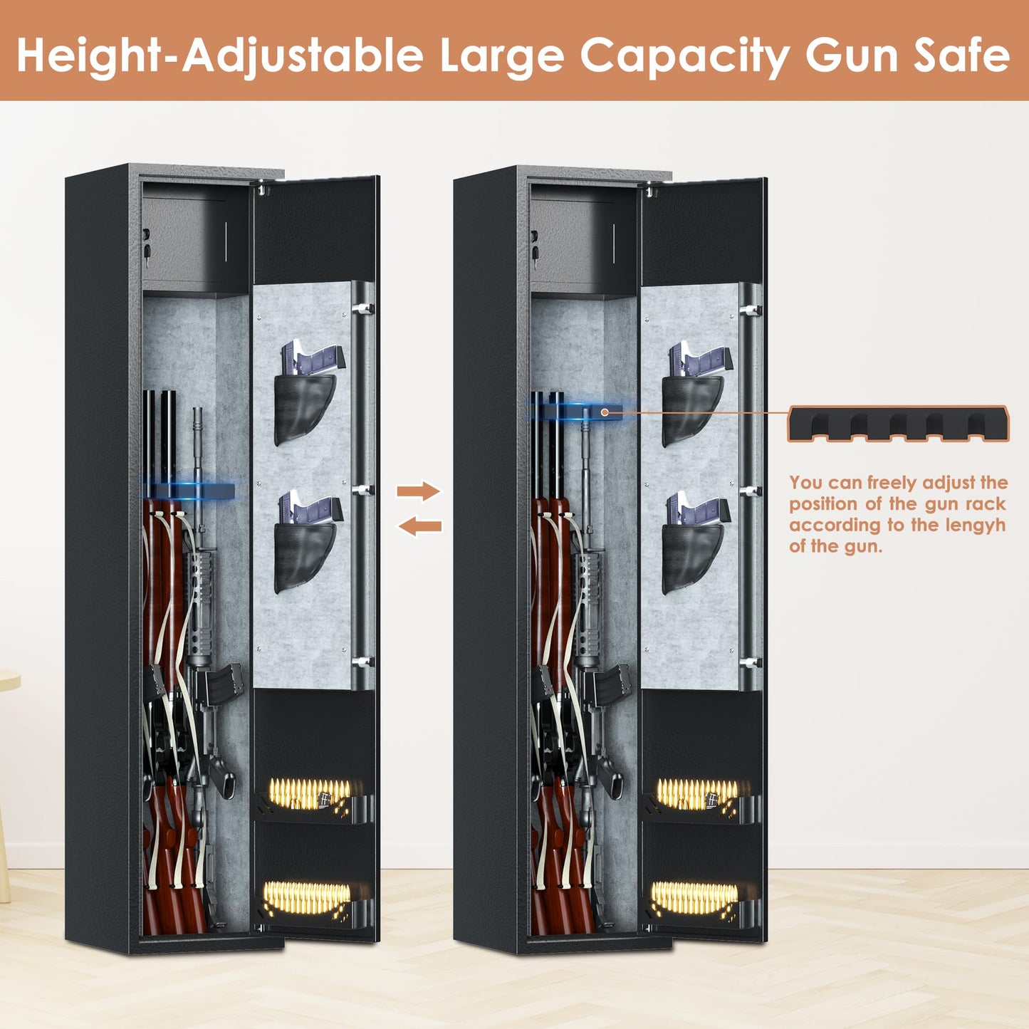 NICOMOW 5 Rifle Gun safes, Household Rifle and Pistol safes,Rifle and Shotgun Speed Gun safes with Two Cartridge Boxes,Small safes and Removable Shelves - WoodArtSupply