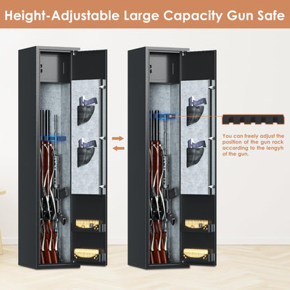 NICOMOW 5 Gun Fingerprint Safe for Household Rifles and Pistols Quick Biometric Gun Safe for Rifles and Shotguns Long Gun Cabinet with Adjustable Gun Stock and Cartridge Box,Built-in Valuables Safe