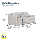 Serta® Hawthorne 90.6" Slipcovered Queen-Size Convertible Pop-up Sofa, Dreamcoil® Comfort, Woven Polyester Blend Fabric, Linen Serta