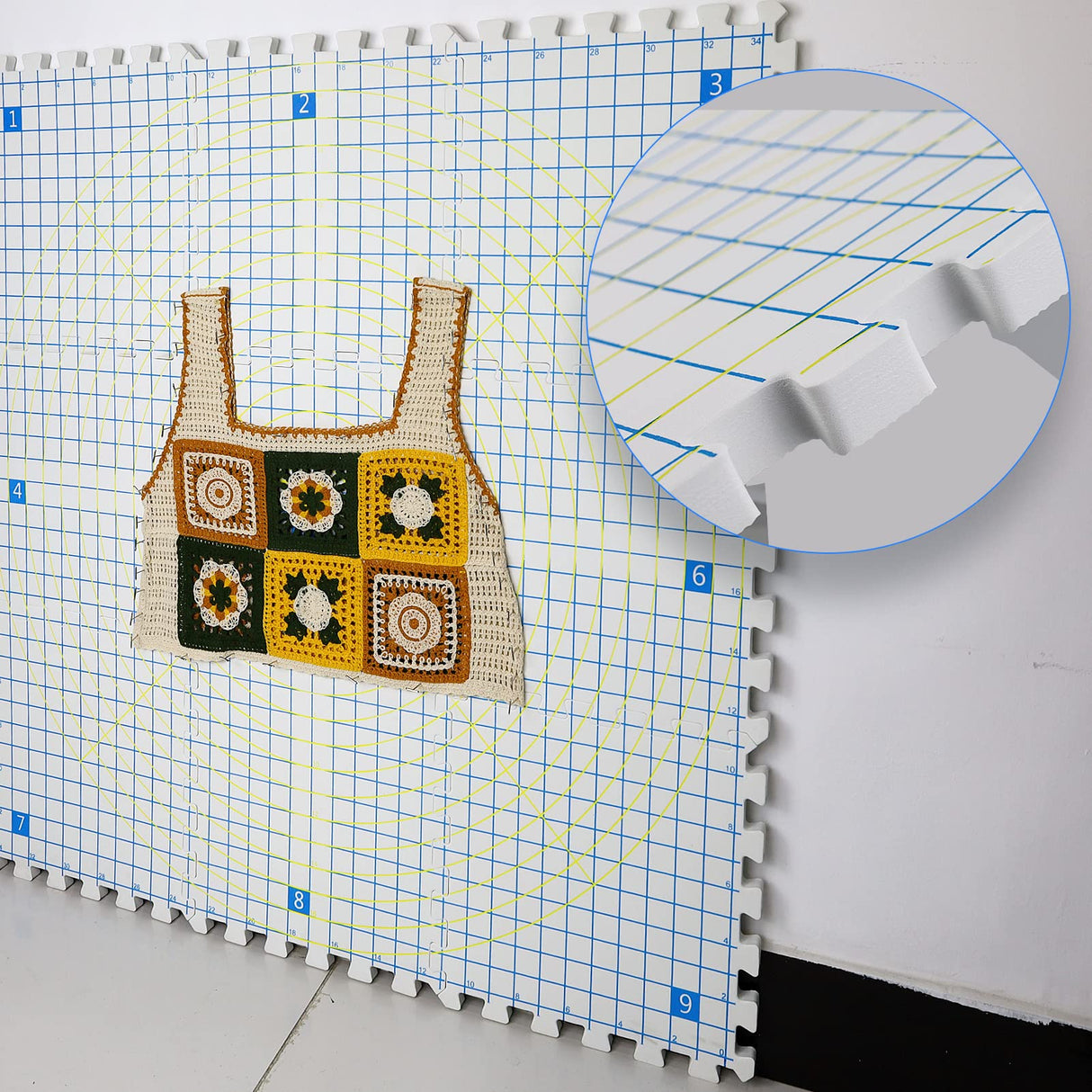 LAMXD Blocking Mats for Knitting - Extra Thick Blocking Boards with Grids with 22PCS Knitting blockers and 100 T-pins for Needlework or Crochet - Pack of 9 LAMXD