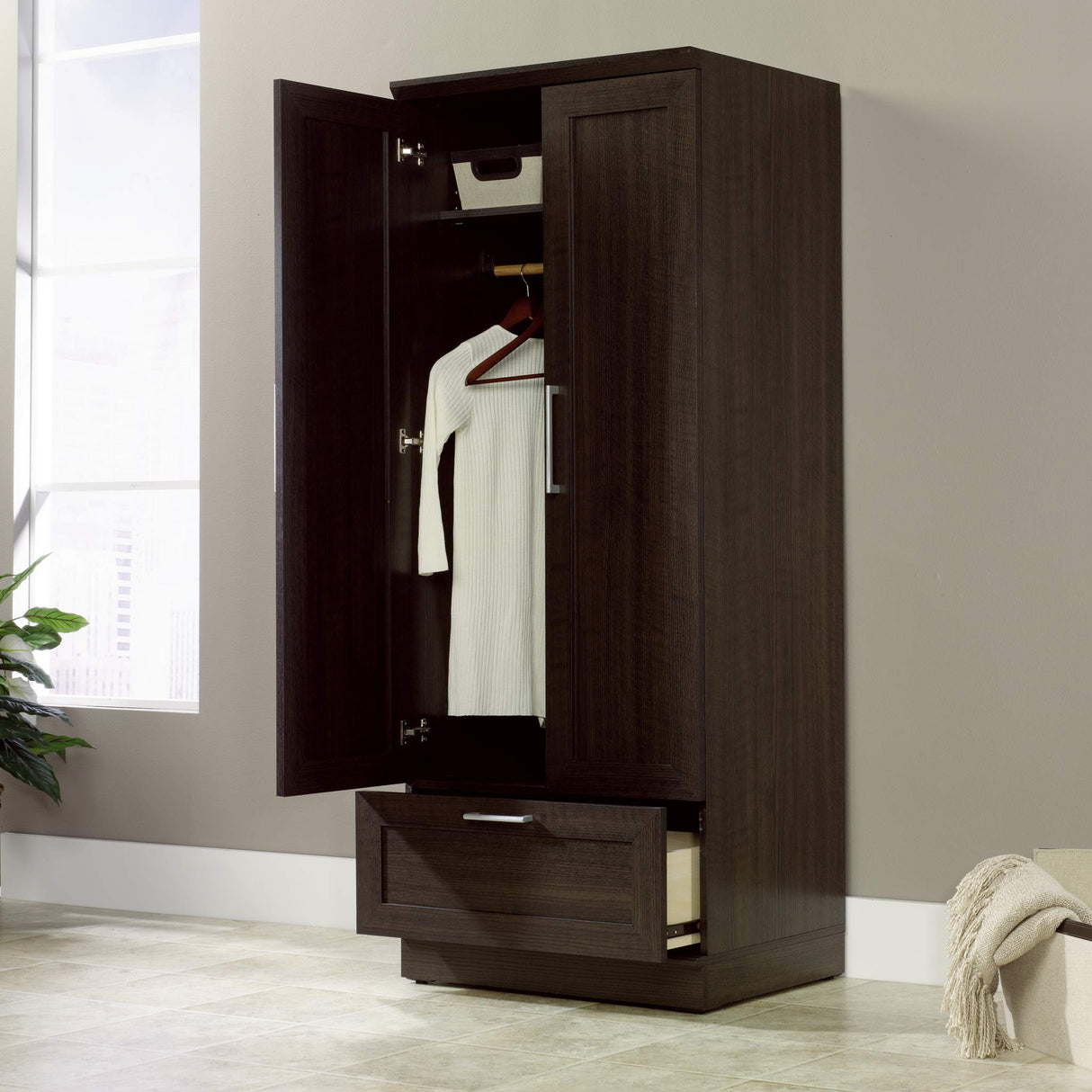 Sauder HomePlus Wardrobe/Pantry cabinets, L: 28.98" x W: 20.95" x H: 71.18", Dakota Oak finish Sauder