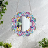 DIY Diamond Painting Mirror for Adults DIY Special Shaped Crystal Diamond Painting Kit Mandala Mirror Makeup Mirror Christmas Halloween Birthday Gifts Art Crafts Home Decor (Pink-Blue) antor