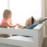 Max & Lily Low Bunk Bed, Twin-Over-Twin Bed Frame For Kids With Stairs, White Max & Lily