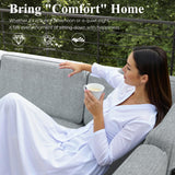 LayinSun Large Aluminum Patio Furniture Set with Fire Pit Table, 6 Pieces Modern Outdoor Conversation Set Sectional Metal Sofa Set with Olefin Cushion LayinSun