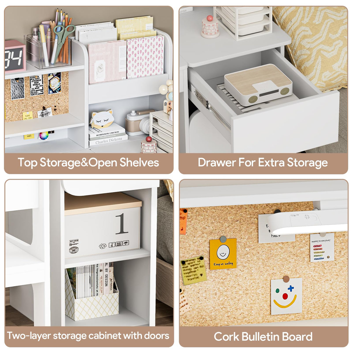 iyrany Kids Desk and Chair Set with Adjustable Desktop – Perfect Study Desk for Kids 5-12 Years Old, Includes Drawers, Cabinet, and Ergonomic Chair iyrany