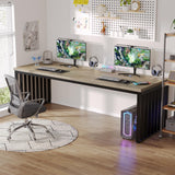 Tribesigns 78.74" Extra Long Computer Desk 2 Person Desk, Double Long Desk with Heavy Duty Metal Frame, Double Workstation Study Desk for Home Office, Brown (Without Chair) (Gray & Black) Tribesigns