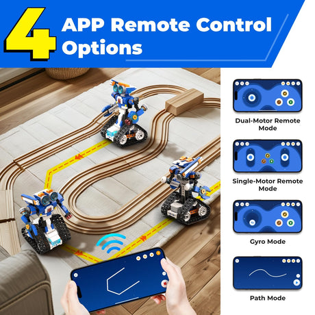 STEM Robot Toy 6-in-1 Robot Building Kit for Boys Age 8-12, APP Remote Control STEM Coding Toys, Educational Robotics Gifts for Boys Girls Kids Ages 7 8 9 10 11 12 (480 Pieces) Apitor