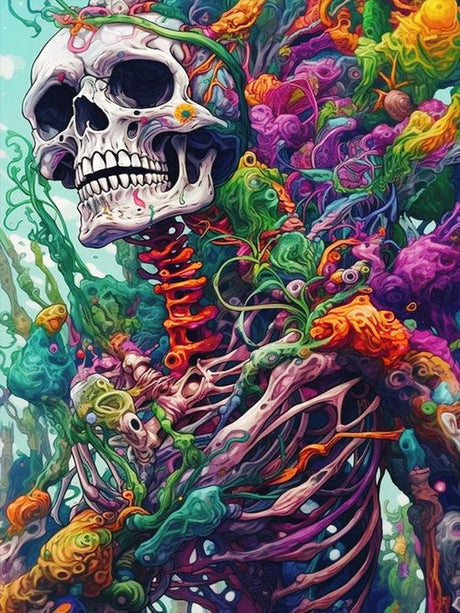 Generic Skull Diamond Painting Kits for Adults - Skeleton Diamond Art Kits for Adults, Round 5D Gem Art Kits for Adult DIY Crafts Kits for Gift Home Wall Decor Gifts 16x12inch Generic