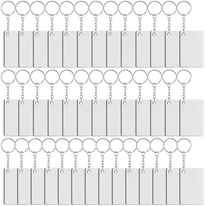 Duufin 120 Pieces Rectangle Sublimation Keychain Blanks Double Side Heat Transfer Blanks MDF Key Rings Blank Board Key Chain Blanks for Sublimation DIY and Craft