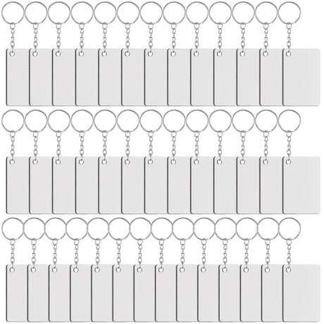 Duufin 120 Pieces Rectangle Sublimation Keychain Blanks Double Side Heat Transfer Blanks MDF Key Rings Blank Board Key Chain Blanks for Sublimation DIY and Craft Duufin