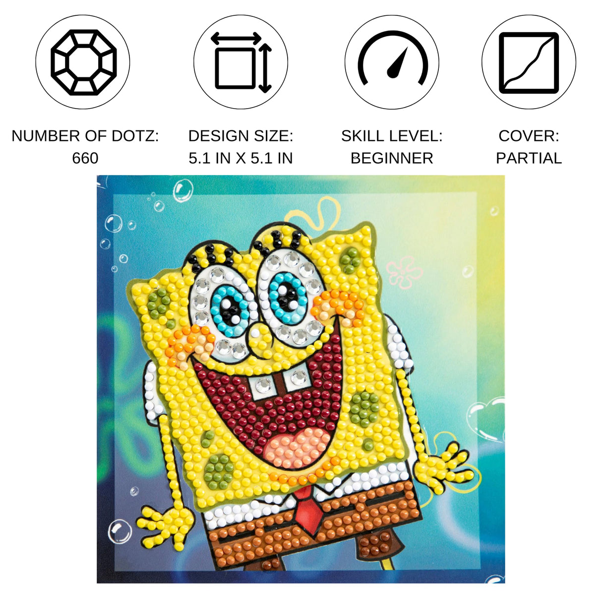 DIAMOND DOTZ Kits - Spongebob - Surprise, Round Dotz, Partial Drill, Spongebob Diamond Art, Spongebob Diamond Painting, Cartoon Diamond Painting, Diamond Art Cartoon DIAMOND DOTZ