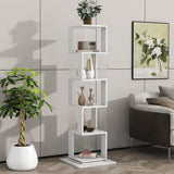 Rotating 360° Display Bookshelf by Rpuzonier - 5 Tier White Storage Rack with Acrylic Plates Rpuzonier