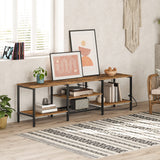 HOOBRO TV Stand with Power Outlets to 75 Inches, TV Console Table with Open Storage Shelves Cabinet, Industrial Media Entertainment Center for Living Room Bedroom, Rustic Brown and Black BF80DS01 HOOBRO