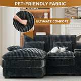 HYJT-H&K 124" U Shaped Cloud Couch Sectional, Comfy Fluffy Plush Corduroy Grey Sectional Couches for Living Room, Modern Modular Corduroy Couch Sectionals with Central Console & Double Chaise Lounge HYJT-H&K