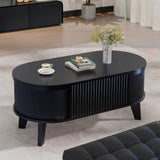 LYNCOHOME Fluted Lift Top Coffee Table with Storage,Modern Oval Coffee Table for Living Room or Home Office(Black) LYNCOHOME