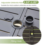 BUPPLEE 7-Piece Outdoor Patio Dining Set - 6 Stackable Texlin Sling Chairs & 63" Steel Table, Weatherproof Low-Maintenance Furniture for Backyard/Balcony/Poolside, Includes 1.57"-1.97" Umbrella Hole BUPPLEE