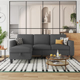 ZeeFu Convertible Sectional Sofa Couch: Dark Gray 3Seat L-Shaped Sectional Sofa Couches with Storage Ottoman - Modern Linen Fabric Small Sofa Furniture Set for Living Room Office Small Space Apartment ZeeFu