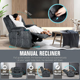 LAFWELL Retro Rocking Recliner Chair, Massage Rocker Recliner Chair with Vibration Massage and Heat, USB and Type-C Ports,360° Swivel Chairs,Living Room, Bedroom, Nursery, RV, Dark Grey LAFWELL