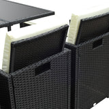 Outsunny 11 Pieces Patio Wicker Dining Sets, Space Saving Outdoor Sectional Conversation Set, with Dining Table, Ottoman and Chair & Cushioned for Lawn Garden Backyard, Cream White Outsunny