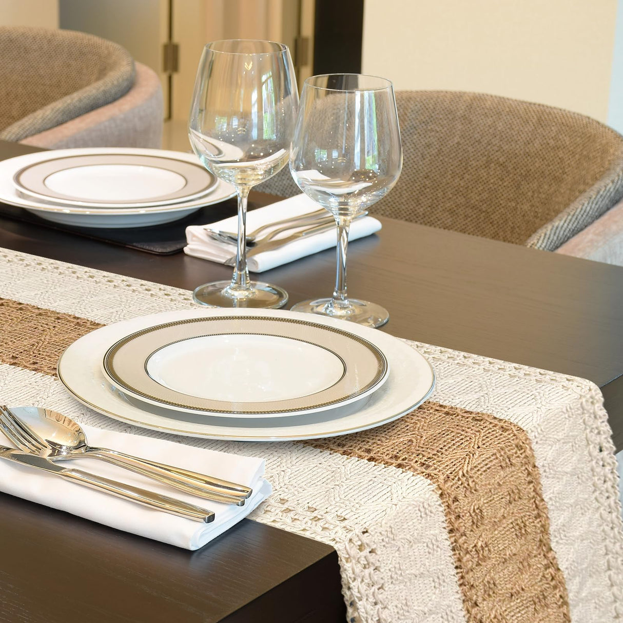 Vanzard Boho Table Runner for Thanksgiving Fall Christmas Home Decor with Tassels 72 Inches Long , Farmhouse Rustic Table Runners for Bohemian Kitchen Dining Table(12x72in) Vanzard