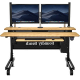 VERSADESK Foundry Bench 60" x 30" Electric Height Adjustable Bamboo Sit & Stand Desk VERSADESK