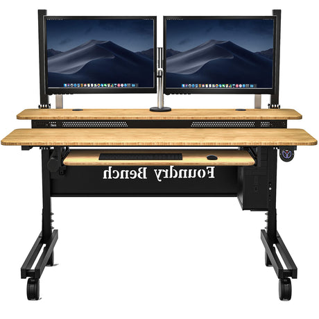 VERSADESK Foundry Bench 60" x 30" Electric Height Adjustable Bamboo Sit & Stand Desk VERSADESK