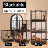 Homey Pet 37 inch Stackable Open Top Heavy Duty Dog Crate Cage for Medium Dog with Wheels and Removable Tray Homey Pet