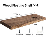 HXSWY Rustic Wood Floating Shelves for Wall Decor Farmhouse Wooden Wall Shelf for Bathroom Kitchen Bedroom Living Room Set of 4 Light Brown 16 Inch HXSWY