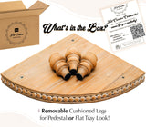 Corner Pedestal Stand Rustic Decor Riser for Display - Farmhouse Wood Rounded Beaded Tray for Kitchen and Bathroom Countertop Organizer, Coffee Bar, Plant Stand with Removable Feet (Rustic White) Felt Creative Home Goods