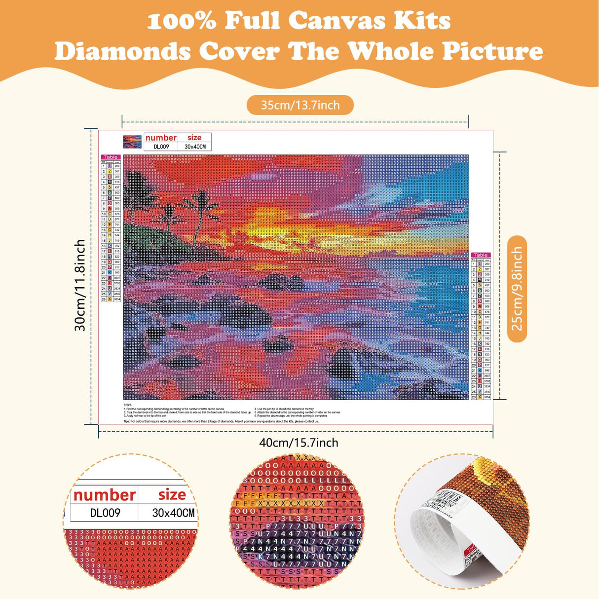 SENQAO 4 Pack Beach Diamond Art Kits for Adults, Sunset DIY 5D Diamond Painting Kits Full Drill Diamond Dots Paintings with Diamonds Gem Art and Crafts Home Decor 12x16inch SENQAO