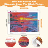 SENQAO 4 Pack Beach Diamond Art Kits for Adults, Sunset DIY 5D Diamond Painting Kits Full Drill Diamond Dots Paintings with Diamonds Gem Art and Crafts Home Decor 12x16inch SENQAO