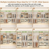 Aheaplus Closet System, 6-15Ft Closet Organizer with 8 Wooden Drawers, Wood Closet Organizer System with Tower, Walk-in Closet Organizer Wardrobe Garment Clothes Rack with 4 Hanging Rods, White Oak Aheaplus