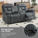 EBELLO Loveseat Recliner Sofa for Living Room, Extra Wide Modern Overstuffed 2 Seat Reclining Manual Sofa Chair, with Hidden Armrest Cup Holders, Breathable Fabric, Grey EBELLO