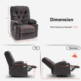 MCombo Electric Power Swivel Glider Rocker Recliner Chair with Cup Holders for Nursery, Hand Remote Control, USB Ports, 2 Side & Front Pockets, Plush Fabric 7797 (Grey) MCombo