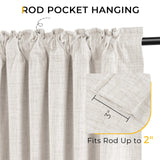 INOVADAY 100% Blackout Curtains for Bedroom, Black Out Curtains Clip Rings/Rod Pocket Linen Blackout Drapes 2 Panels Set, Thermal Insulated Drapes for Living Room, Beige, W50 x L108 INOVADAY