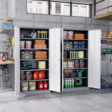 ZAOUS Garage Storage Cabinet, 72'' Tall Metal Storage Cabinets with Lock and 5 Adjustable Shelves for Home, Office, Warehouse, Grey & White ZAOUS