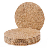 Woven Placemats Set, 12" Round Boho Hand-Woven Rattan Natural Water Hyacinth Placemats, Farmhouse Weave Chargers, Heat Resistant Rustic Braided Wicker for Dining Table,Kitchen,Wedding,Home(Set of 8) See Seattle