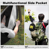 SZHLUX Camping Hammock Double & Single Portable Hammocks with 2 Tree Straps and Attached Carry Bag,Great for Outdoor,Indoor,Beach,Camping,Black & Grey, Large SZHLUX