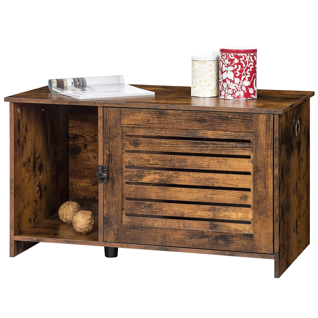 HOOBRO Cat Litter Box Enclosure, Hidden Cat Litter Box Furniture with Louvered Door, Spacious Hidden Cat Washroom with Divider, Cat Furniture Cabinet, 31.5"L x 17.7"W x 18.1"H, Rustic Brown BF07MW01 HOOBRO