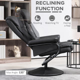HOMCOM Recliner Chair with Ottoman Footrest, 360° Swivel Reclining Chair, Faux Leather Living Room Chair with Adjustable Backrest and Wrapped Base, Black HOMCOM