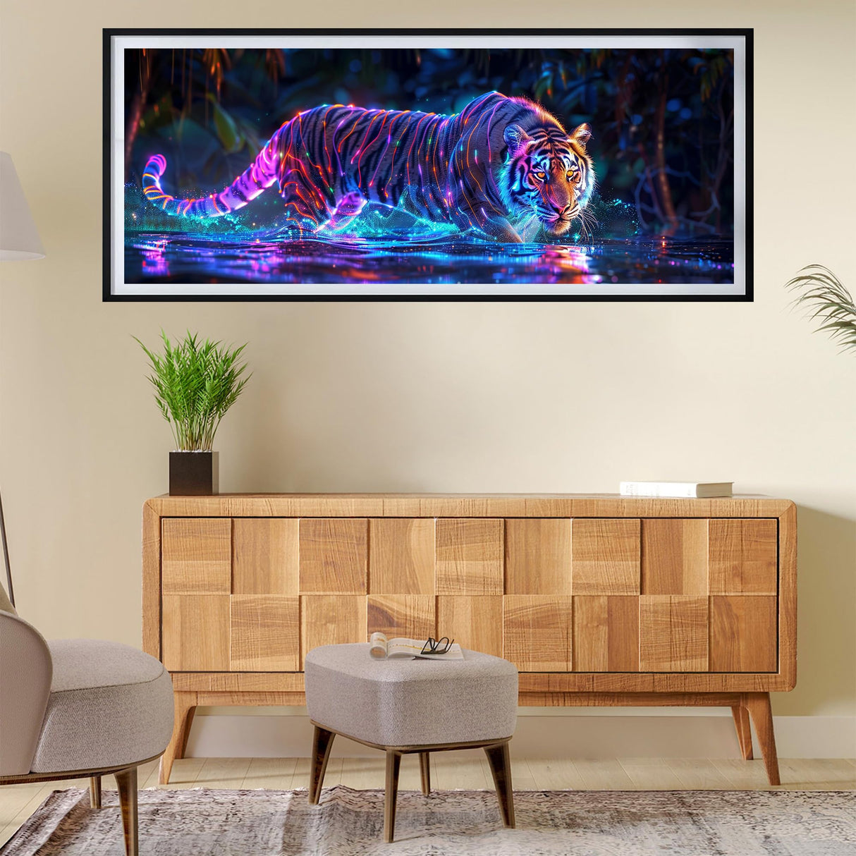 SKRYUIE 5D Large Diamond Painting Kits Tiger - DIY Diamond Art Kits for Adults Animal, Full Round Drill - Crystal Embroidery Cross Stitch - Craft for Wall & Office Decor - 12x30 inch / 30x80 cm C17 SKRYUIE