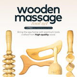 Château Avant Luxury Wooden Massage Tool Set, 5-Piece Lymphatic Drainage & Sculpting Kit – Cupper, Roller, Contouring Board, Scraper & Rope Roller Chateau Avant
