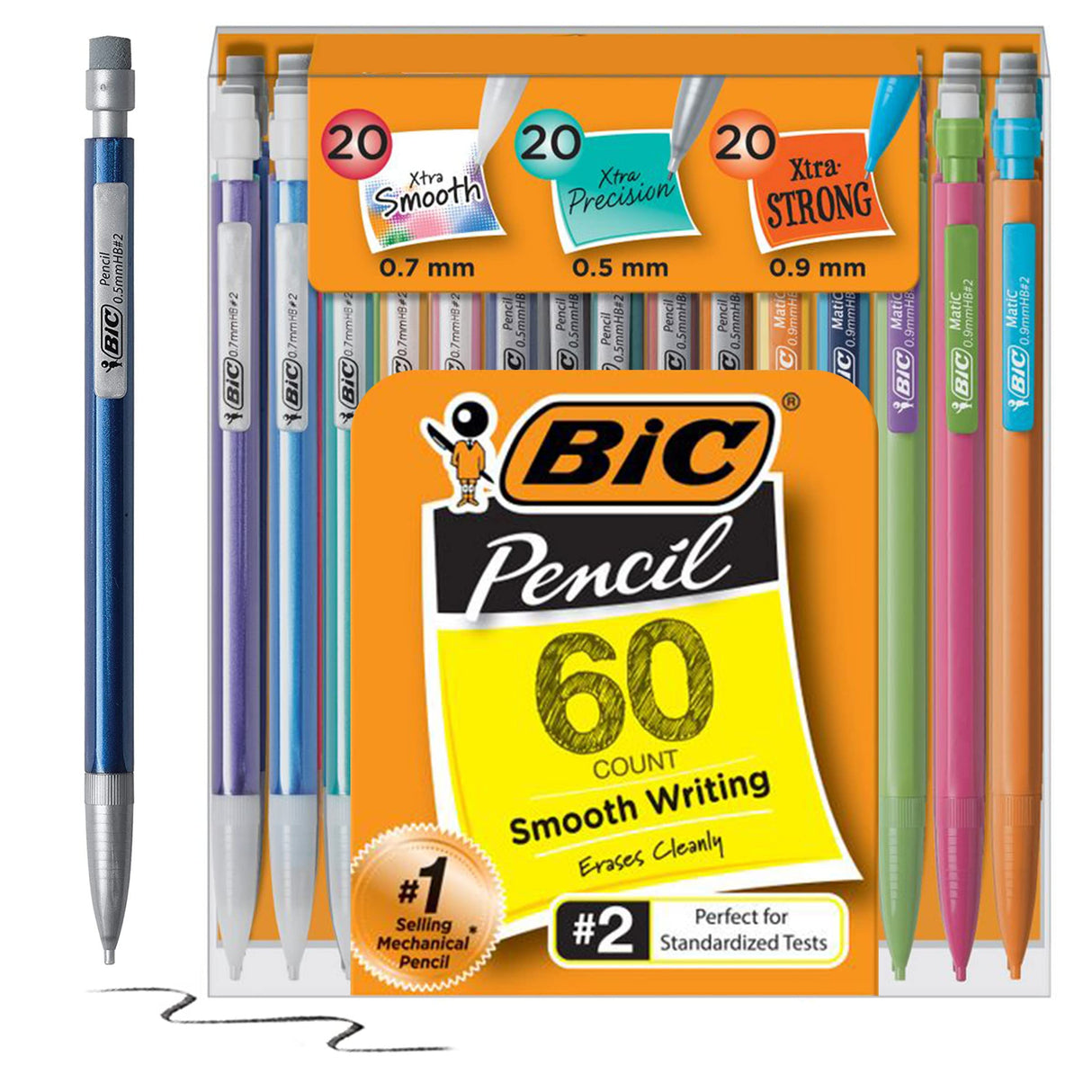 BIC Variety Pack, Assorted Sizes, 0.5mm, 0.7mm, 0.9mm, 60-Count, Refillable Design for Long-Lasting Use BIC