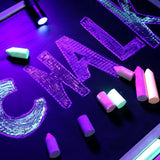 12 Pcs 6 Color Glow in the Black Lights Chalk UV Neon Sidewalk Chalk and 2 Pcs UV Flashlight Outdoor Dustless Black Light Party Supplies for Birthday Gift Painting Drawing on Chalkboard Playground Weewooday