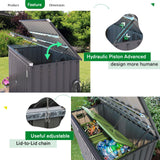 AECOJOY Outdoor Trash Can Storage Shed, 46 Cu.Ft Outside Garbage Can Storage Shed, Dark Grey Outdoor Horizontal Storage Cabinet Waterproof, Bike Sheds & Outdoor Storage Clearance AECOJOY